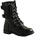 Forever Link Girls Mango 61K Lace Up Boots | Combat Boots for Girls | Zipper Boots | Toddler Girl Shoes | Little Girl Shoes,Black,2