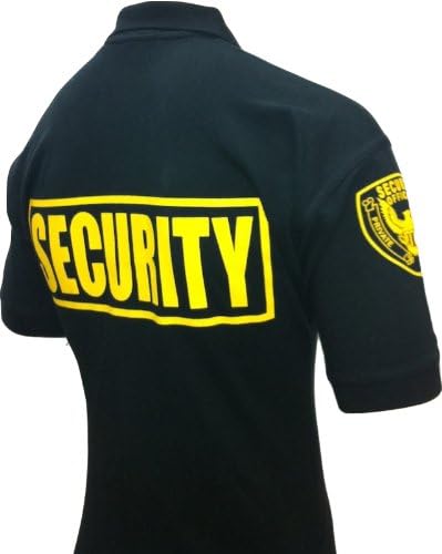 Security Polo Shirt Deluxe 100% Cotton Pre-shrunk Black with Gold Letters