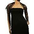 Obtuse Lace Fringe Light Sheer Long Summer Narrow Scarf Headwrap Hip Wrap Black