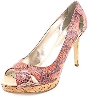 Alfani Women's Fairfax Snake Print Peep Toe Platform Pumps in Coral Size 6.5