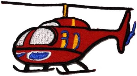 Red Helicopter DIY Applique Embroidered Sew Iron on Patch
