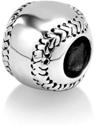 Chuvora Sterling Silver Baseball Bead Charm Fits Pandora Bracelet