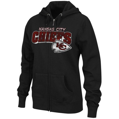 NFL Women's Kansas City Chiefs Football Classic III Long Sleeve Fullzip Fleece Hoodie (Black, Large)