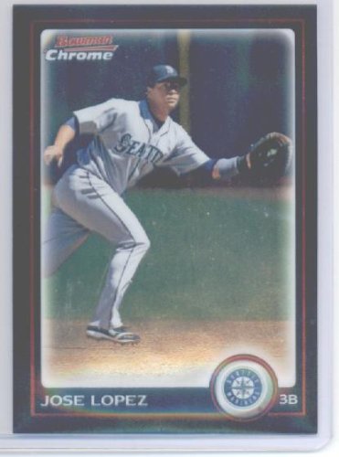 2010 Bowman Chrome Baseball Card # 43 Jose Lopez - Seattle Mariners - MLB Trading Card in Screwdown Case