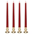Brite 4 B/O Red Led Taper Candle with Shiny Silver Base