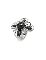 3.20 Carat Black & White Diamond Flower Fashion Ring