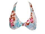 Espirit Aqua Tropical Underwire Swimsuit Top w/Pink Flowers S