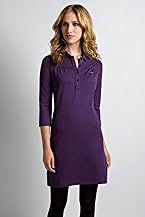 3/4 Sleeve Stretch Pique Ruched Front Polo Dress