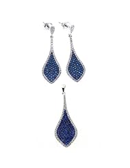 Micro Pave CZ Hand Set 925 Silver Earrings & Pendant Set