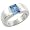 Sterling Silver 1.5 Carat Size Emerald Cut Blue Topaz Colored CZ Men's Solitaire Ring (Available in Sizes 8 to 13) size 8