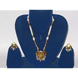Jewelry Set Kundan Style Mewa Necklace Pendant and Earring In Multi Beads-3pc Set(Brand New)<br />
