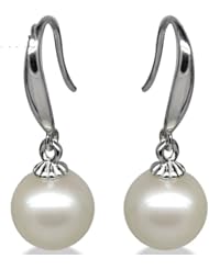 Honeystore Girls Natural Freshwater AAAA Pearl 925 Sterling Silver Fish Hook Dangle Earrings Color White