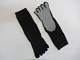 YOGA - NON SLIP Socks Special Grip 5 Toe Socks Black Size LARGE (UK9-11)