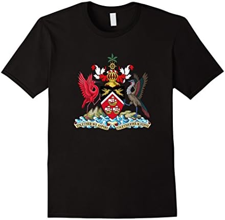 Men's Trinidad &amp; Tobago Coat Of Arms Emblem Symbol Birds T-Shirt XL Black