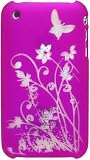 Rubberized Polycarbonate Illusion Transparency Case and Screen Protector for Apple iPhone 3G / 3GS (Butterfly Flower/Hot Pink) Slim Fit