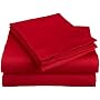 Aqua Elegance 250-Thread Count Cotton Rich Queen Size Waterbed Sheet Set, Red