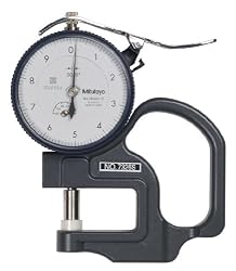 Mitutoyo 7326S Dial Thickness Gage, Flat Anvil, Fine Dial Reading Type, 0-0.05" Range, 0.00005" Graduation, +/-0.0002" Accuracy