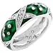 J Goodin R07807R-V04-10 White Gold Rhodium Bonded and Forest Green Hand Applied Enamel Overlay Eternity Ring with Handset Clear CZ Xs and Silvertone Polk-a-dots