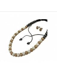 XiangGang ShaoGi 18k White Gold, Round Diamond Ball Fashion Sets, White And Red - 18 inch