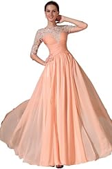 2014 Embroidered Lace Full Length Short Sleeves  Dress