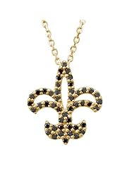 1/4 ct tw Black Diamond Fleur-De-Lis Necklace in 14 Karat Yellow Gold