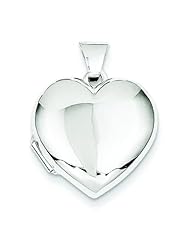 14K White Gold Domed Heart Locket Pendant Jewelry