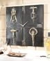 22" Square Corkscrew Wine Bottle Opener Pattern Wall Clock
