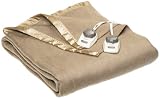 Sunbeam Royal Nights Polyester Blend Twin Heated Blanket, Mushroom