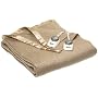 Sunbeam Royal Nights Full Heated Blanket, Polyester Blend, Mushroom