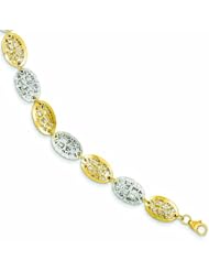 Genuine 14K Two-Tone Polished & Diamond Cut Oval Shape Bracelet 7 Inches 4 Grams Of Gold 100% Satisfaction Guaranteed.