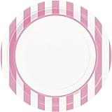 Light Pink Striped Dinner Plates, 8ct
