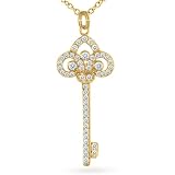 Bling Jewelry 14K Gold Vermeil Fleur De Lis Key Pendant with 18" chain.