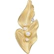 14K Yellow Gold Akoya Cultured Pearl and Diamond Brooch