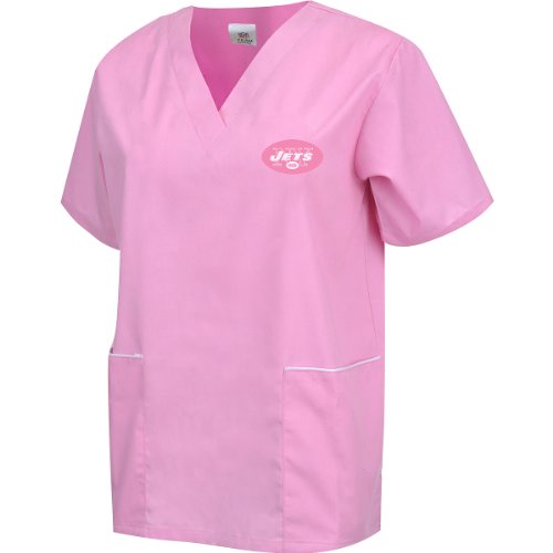 Scrub Dudz New York Jets Breast Cancer Awareness Solid Print Scrub Top Extra Large at Amazon.com