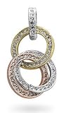 Cubic Zirconia Necklaces - Three Tone Triple Ring Pave CZ Necklace