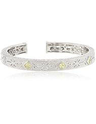 Judith Ripka "Estate" Estate with Three Small Stones Canary Cuff Bracelet