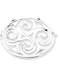 Sterling Silver Satin Finish Diamond Cut Scroll Pin