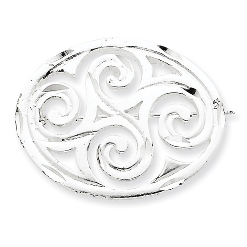 41myGGejF7L Sterling Silver Satin Finish Diamond Cut Scroll Pin