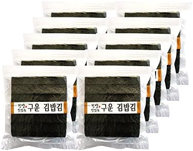 JINYANGFOOD Korean Premium Roasted Seaweed (Sushi Nori) for Gimbap, Krispy and Savory Snack, 230 Gram, Pack of 10