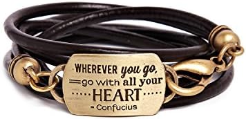 Foxy Originals "Wherever You Go" Confucius Quote Wrap Bracelet Brass