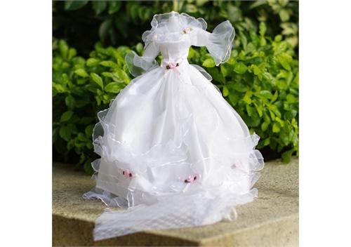 HANDMADE BRIDAL LACE Wedding Gown Dress w/ Veil for Barbie Doll (White)