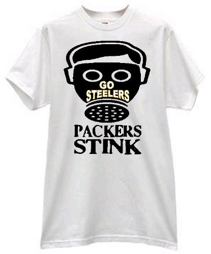 GO STEELERS GAS MASK PACKERS STINK FOOTBALL T SHIRT