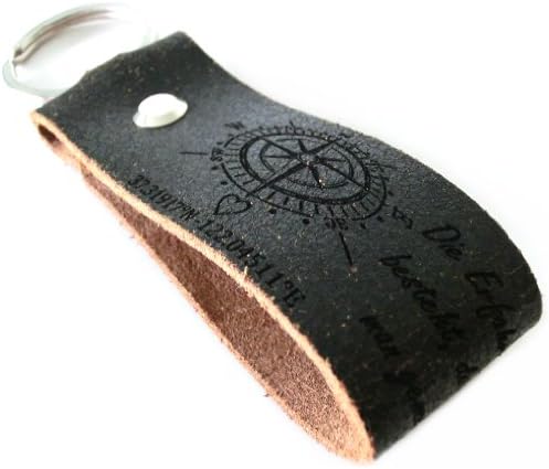 AREA17® Personalized Engraved Leather Children Keychain Used Black - including your individual engraving