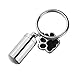 HOUSWEETY Stainless Steel Cylindrical Bottle Pet/Dog Paw urn Keychain Memorial Ash Keepsake Cremation Jewelry 5.5cm(Non-Engraving)