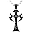 Sinister Elegance: Surgical Stainless Steel Gunmetal Finish Gothic Warrior Cross Pendant on a Steel Ball Chain for Men