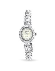 Bling Jewelry X Flower Marquise CZ Oval Womens Watch Stainless Steel Back