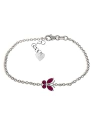 14k White Gold Ruby Butterfly Bracelet