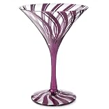 Plum Stripe Hand-Painted Martini Glass