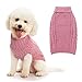 SCIROKKO Turtleneck Dog Sweater - Classic Cable Knit Winter Coat - Feather Yarn Glittered with Silver Wire - Keep Warm for Doggies Puppy, Pink Small