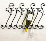 Wine Rack: Scrolled Black Iron Wine & Glass Rack